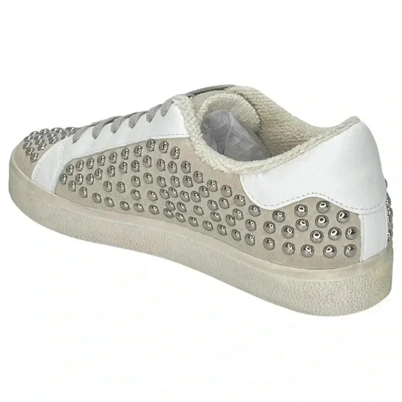 AQUA Womens Sneakers 8.5M Tess White Multi Leather Silver Studded - Picture 10 of 14